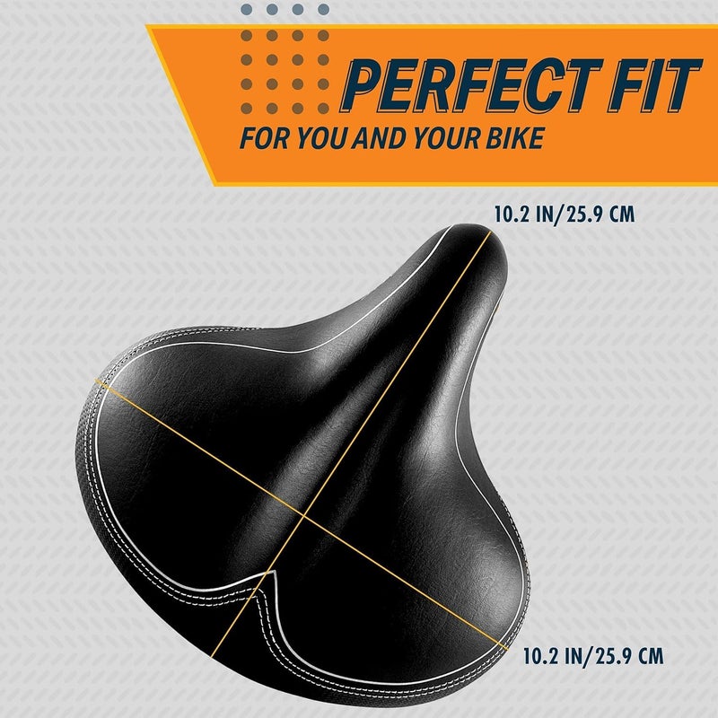 Bikeroo Oversized Bike Seat - Peloton Seat Cushion - Bicycle Saddle Replacement - Wide Cushioned Comfortable Seat for Men & Women - Compatible with Exercise  Road  and Stationary Bikes - Image 3